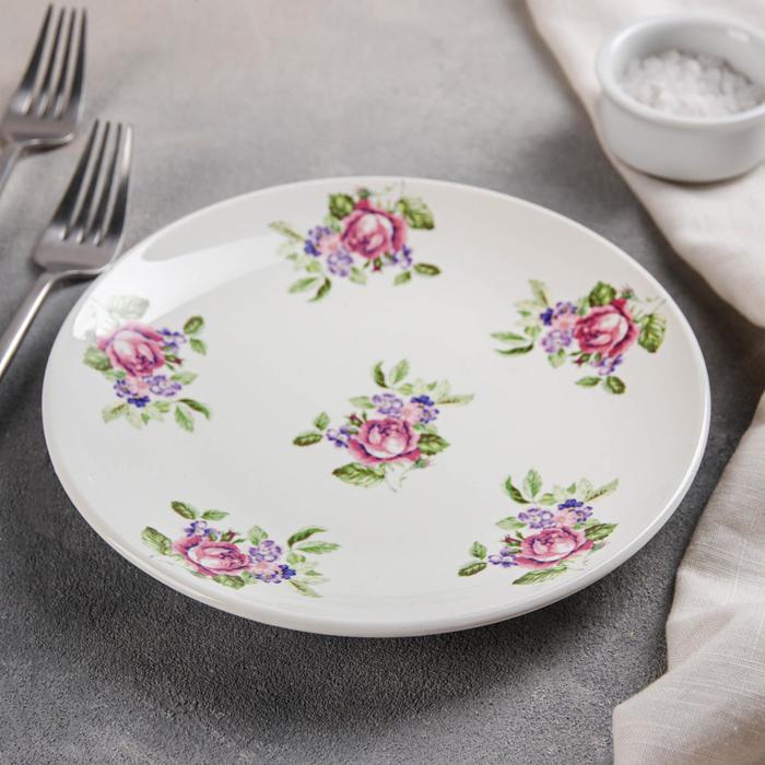 Тарелка 19 см "Кантри. Розовые цветы"