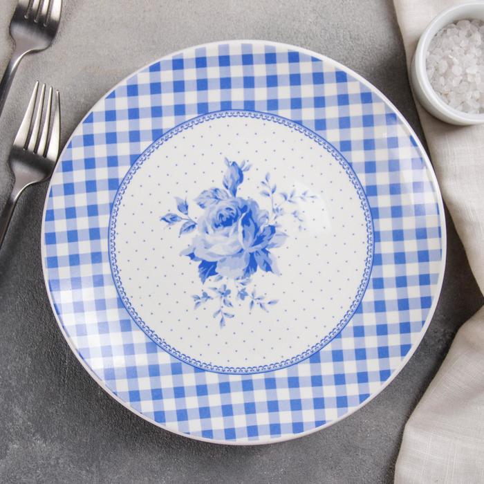 Тарелка 22 см "Кантри. Синяя клетка"