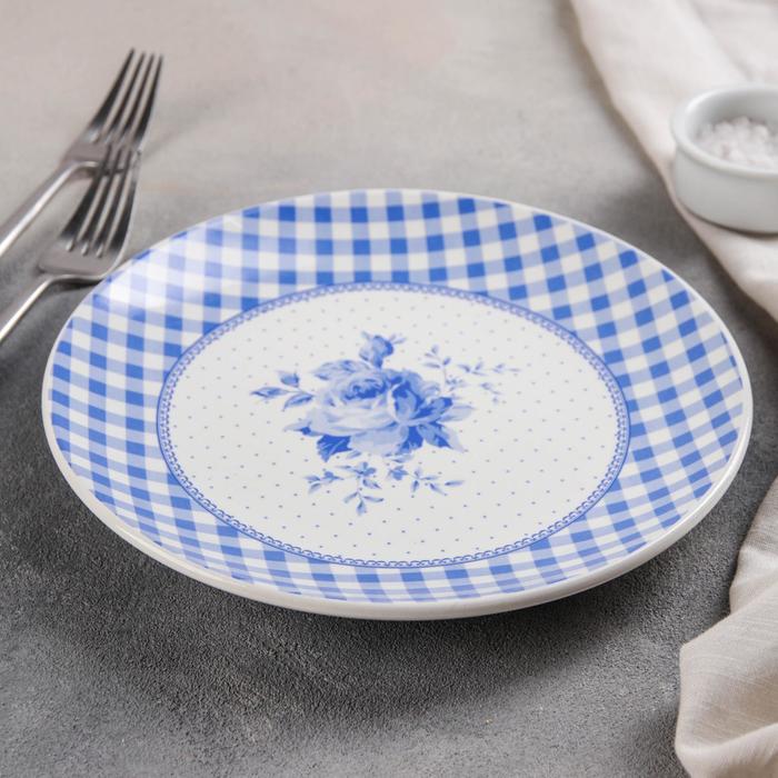 Тарелка 22 см "Кантри. Синяя клетка"