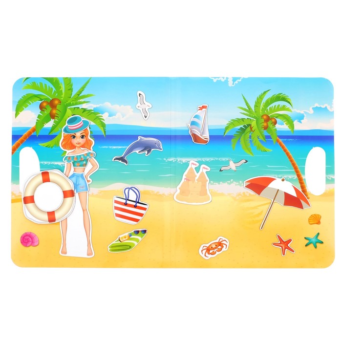 Магнитный набор в сумочке с куклой «Кристи на пляже»