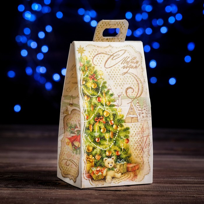Коробка картонная "Домик с елкой", 12 х 4,5 х 10 см