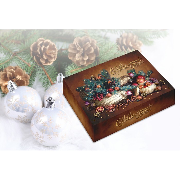 Коробка картонная "Новогоднее настроение", 21 х 16,5 х 5,8 см