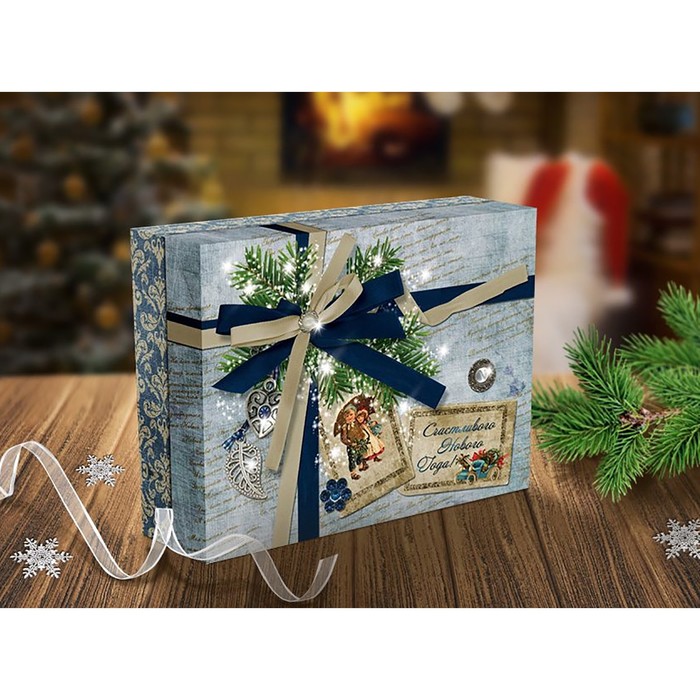 Коробка картонная "Ретро", малый, 18,5 х 14,5 х 7 см