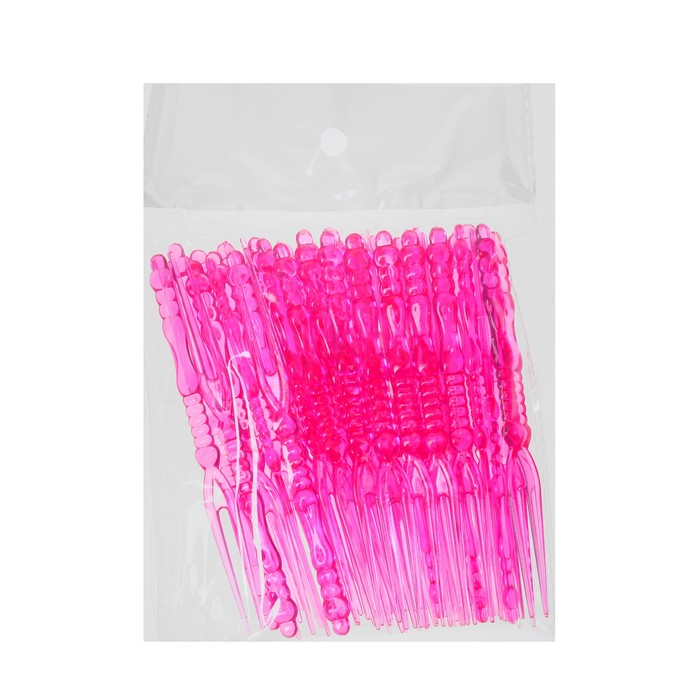 Вилка для канапе цвет розовый (набор 50 шт.), 11 см
