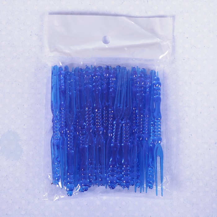 Вилка для канапе цвет синий (набор 50 шт.), 11 см