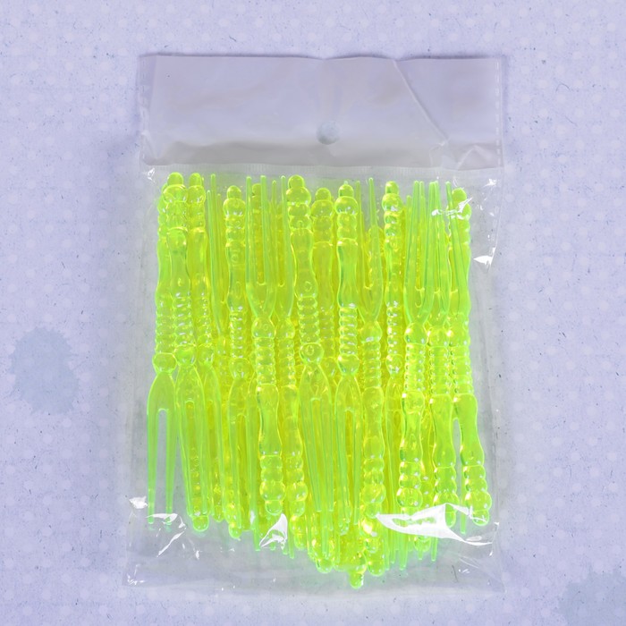 Вилка для канапе цвет жёлтый (набор 50 шт.), 11 см