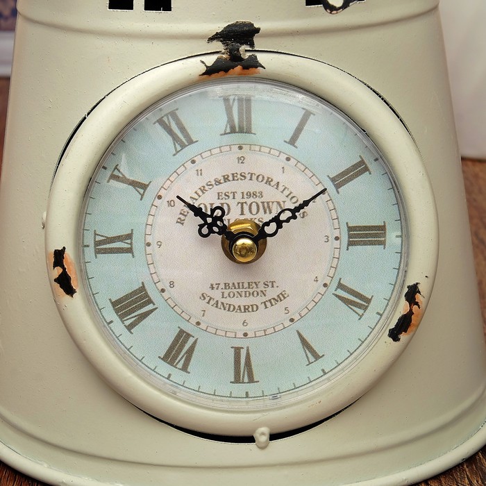 Часы настольные Лофт Мельница, белые, под старину d=10 19*19*36 см