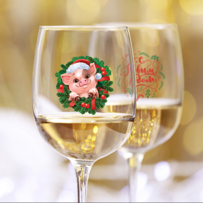 Наклейки на бокалы "С Новым Годом", 6 шт.