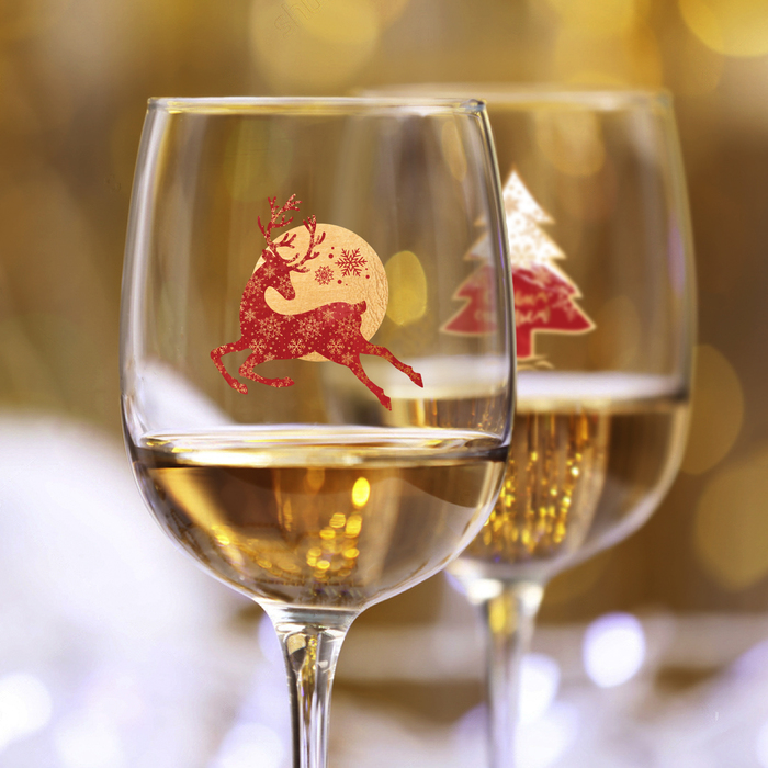 Наклейки на бокалы "С Новым Счастьем!", 6 шт.