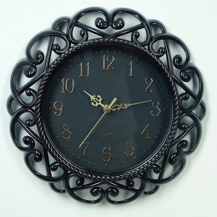 Часы настенные «Классика», круглые, витые, черные d=30 см