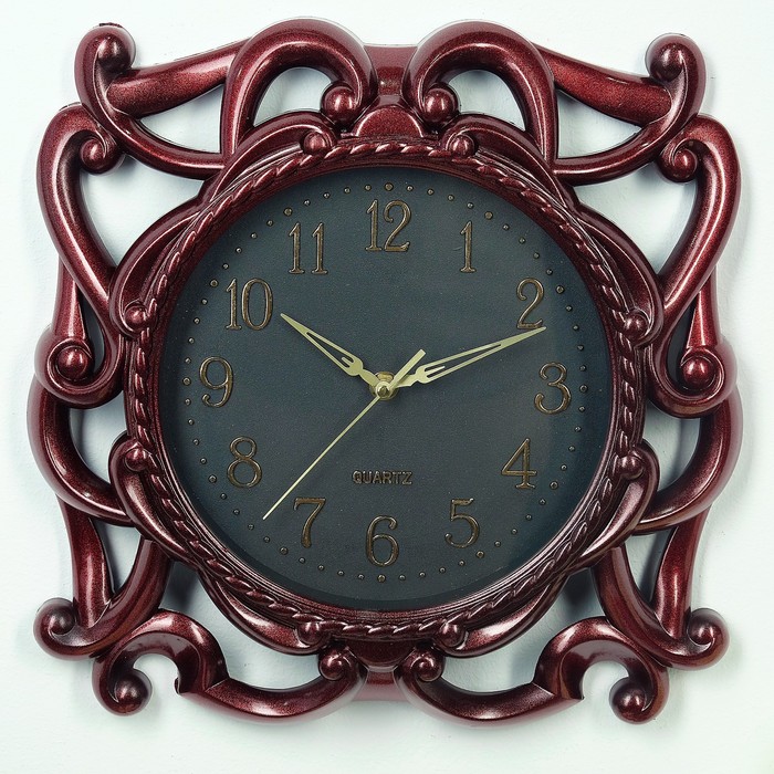 Часы настенные «Классика», круглые, готика, бордо  d=35 см