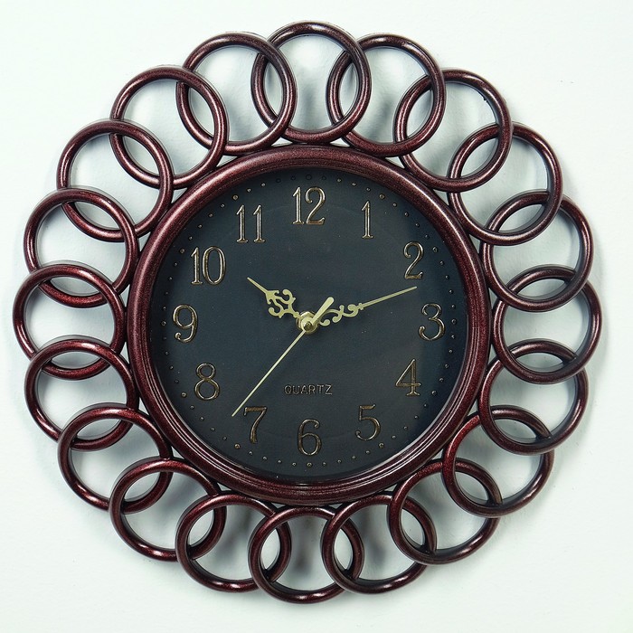 Часы настенные «Классика», круглые, кольца, бордо  d=35 см