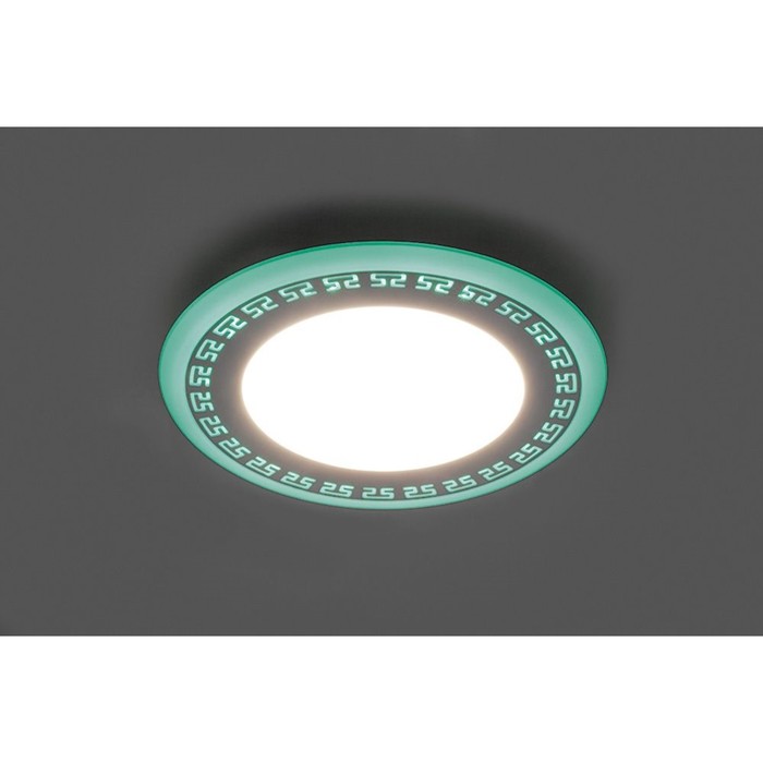 Встраиваемый светодиодный светильник AL2440, 9W, 720Lm, 4000К, цвет белый и зеленый, d=107мм 38788