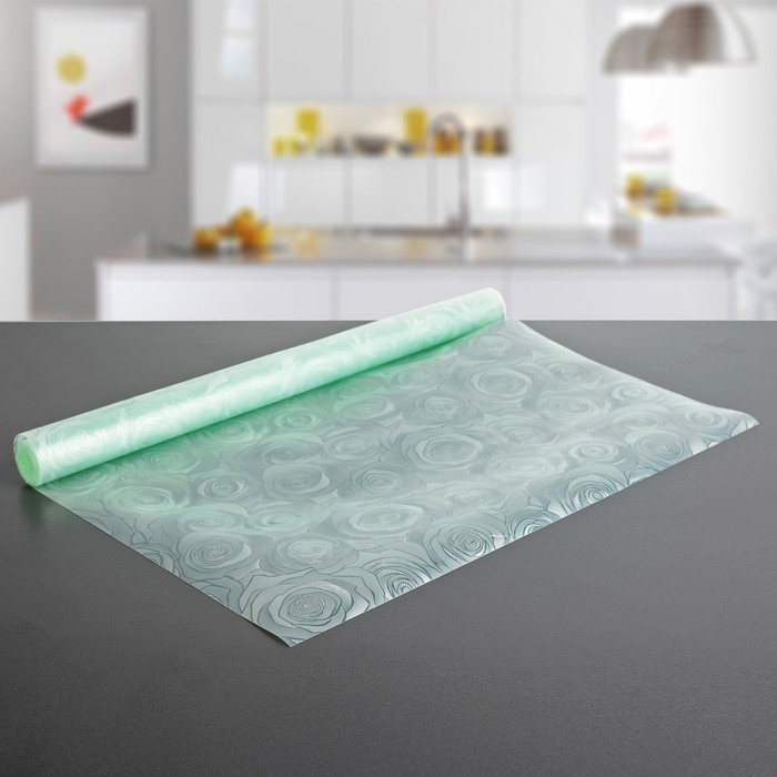 Коврик противоскользящий 45х100 см "Розы", цвет зеленый