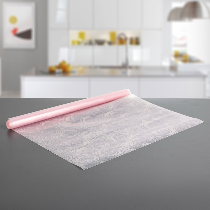 Коврик противоскользящий 45х100 см "Розы", цвет розовый