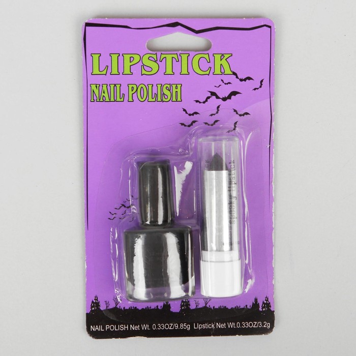 Набор грима помада 3,2 г и лак 9 мл, цвет черный