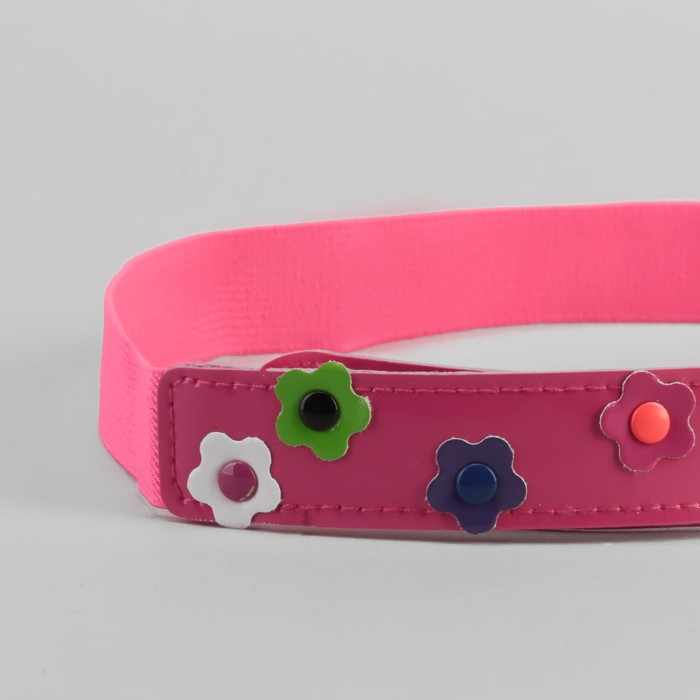 Ремень детский "Ромашки", резинка, пряжка металл, цвет малиновый