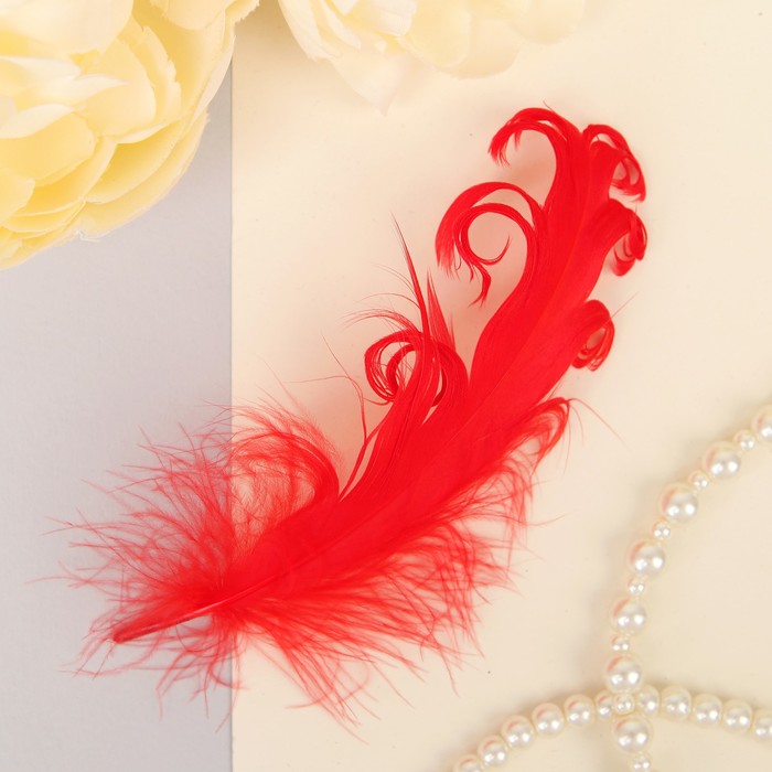 Набор перьев для декора 8 шт, размер 1 шт 13,5*2, цвет красный