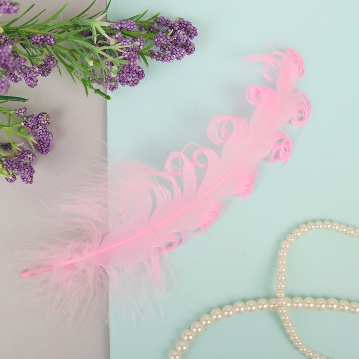 Набор перьев для декора 8 шт, размер 1 шт 13,5*2, цвет розовый