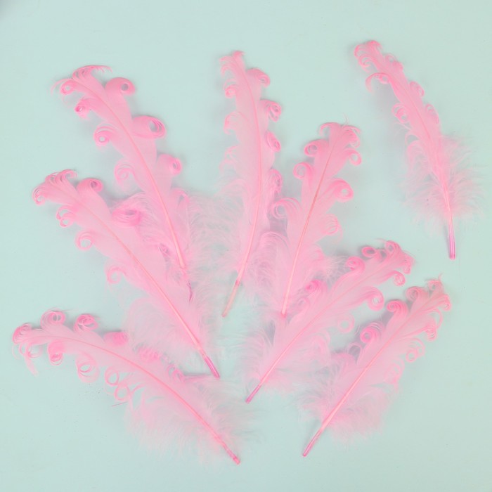 Набор перьев для декора 8 шт, размер 1 шт 13,5*2, цвет розовый