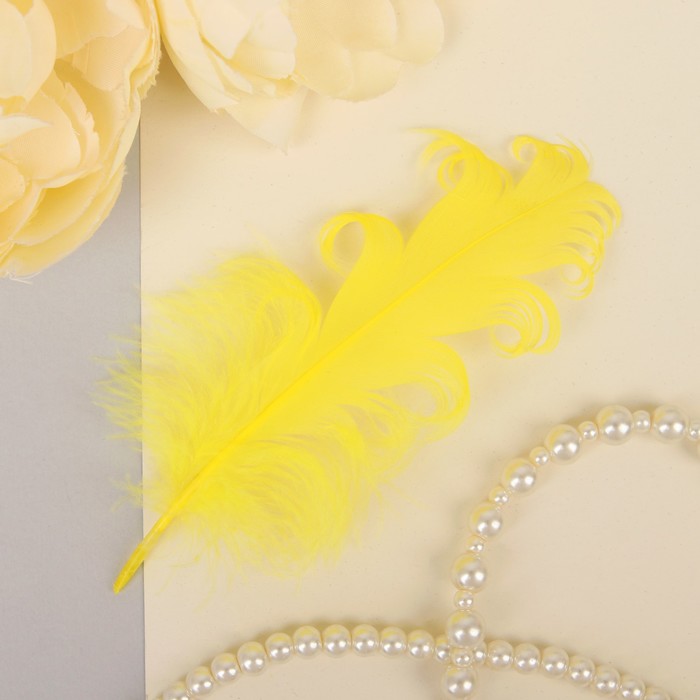 Набор перьев для декора 8 шт, размер 1 шт 13,5*2, цвет желтый
