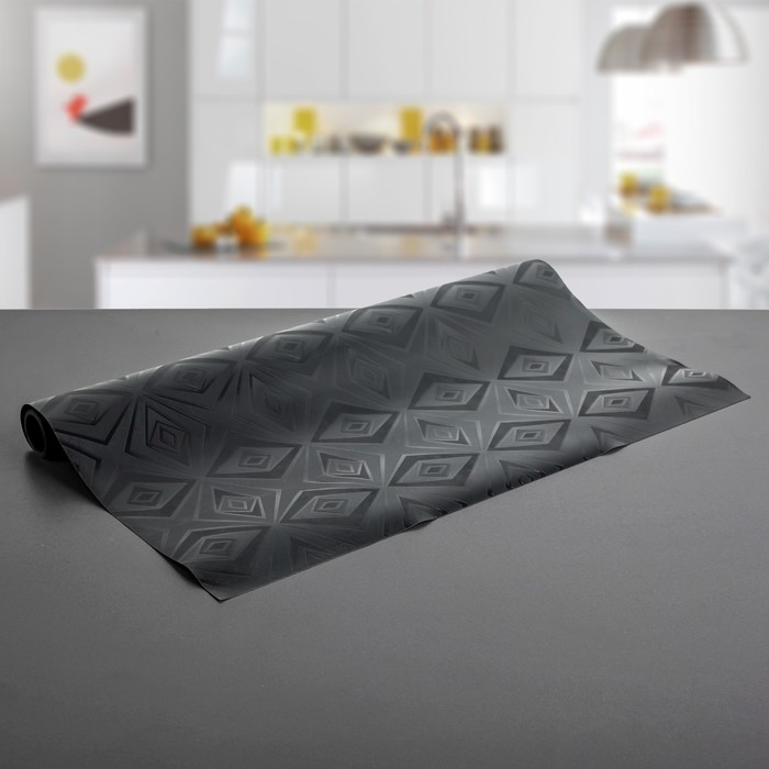Коврик противоскользящий "Ромбики" 45х100 см, цвет чёрный