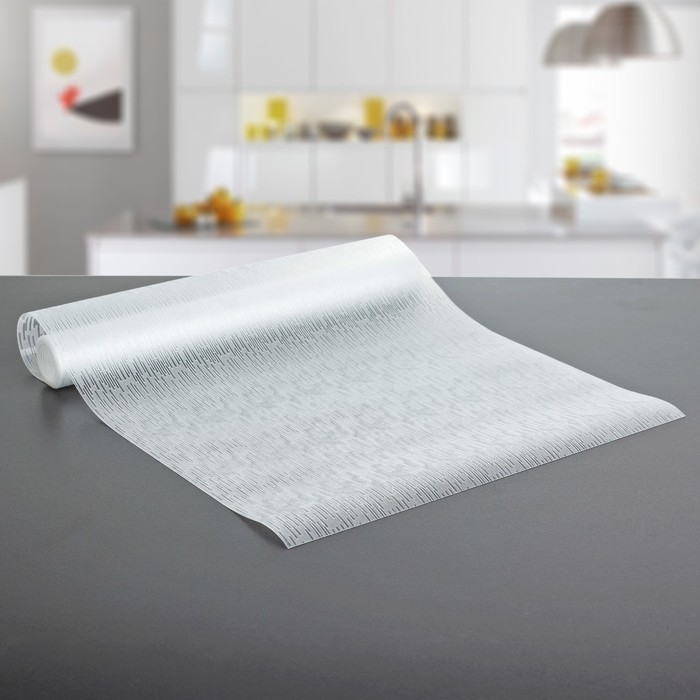 Коврик противоскользящий "Дождь" 30х150 см, цвет белый