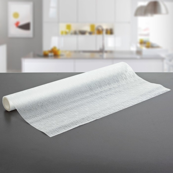 Коврик противоскользящий "Дождь" 45х150 см, цвет белый