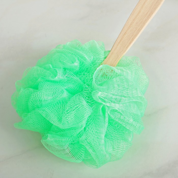 Мочалка для тела с ручкой, одноцветная, цвет МИКС