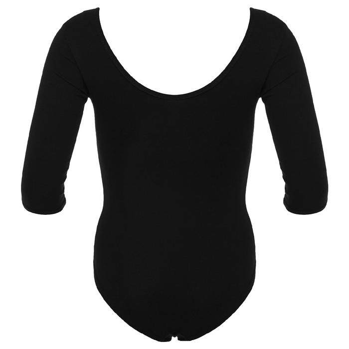 Купальник гимнастический, рукав 3/4 кружево реглан, размер 28, чёрный