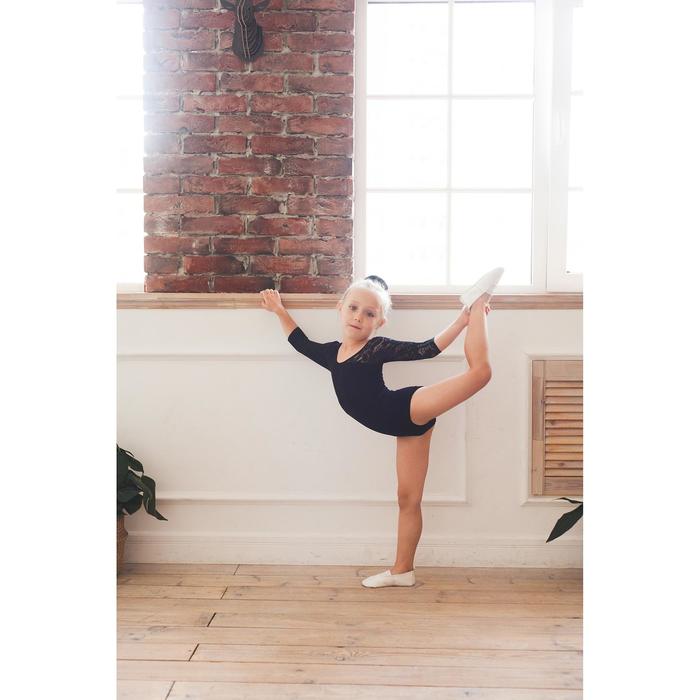 Купальник гимнастический, рукав 3/4 кружево реглан, размер 28, чёрный