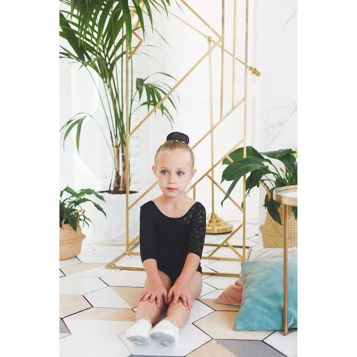 Купальник гимнастический, рукав 3/4 кружево реглан, размер 28, чёрный