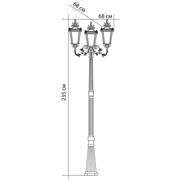 Светильник PL4009, 3x60W, E27, цвет золото