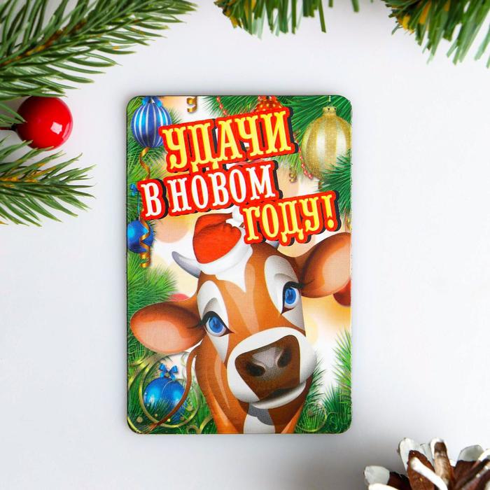 Магнит "С Новым Годом" свинка и снежинки