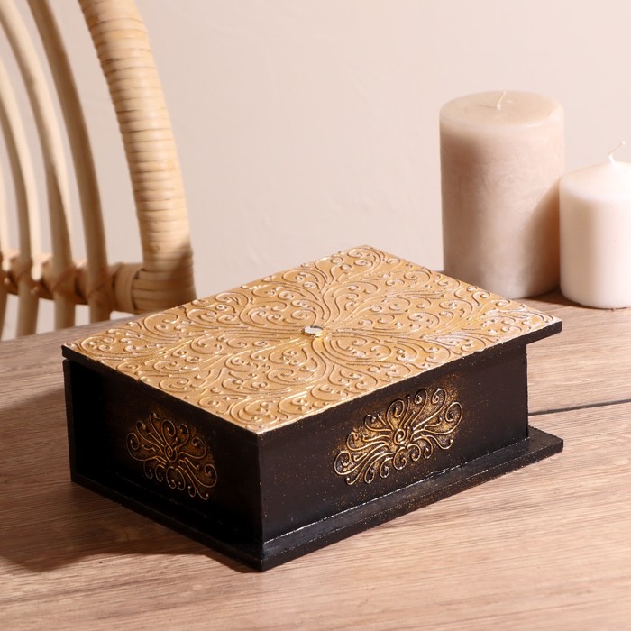 Шкатулка "Золотой узор" 19,5х15х7