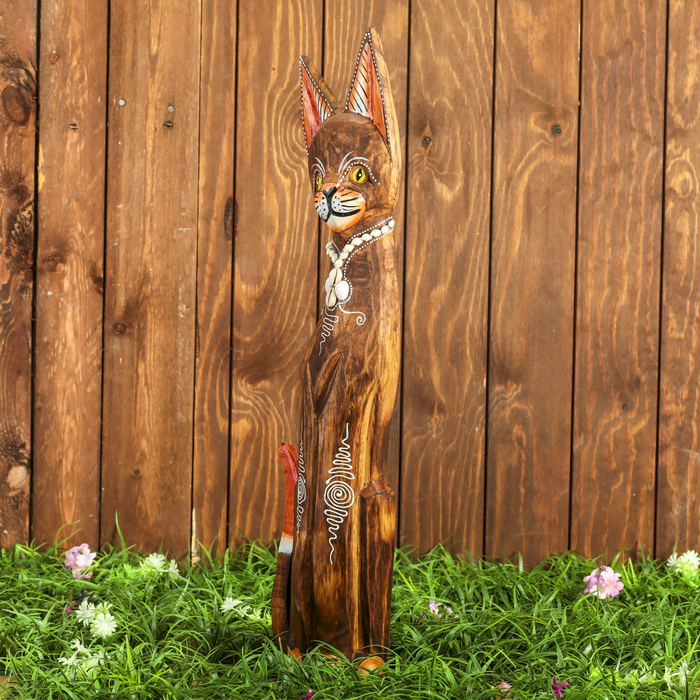 Сувенир дерево "Тёмная кошка с украшениями" 14х6х60 см