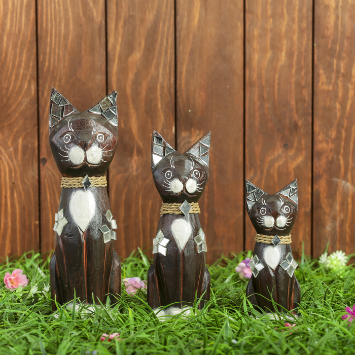 Набор сувенирный "Кошки с ошейником" (15,20,25) коричневые 15х6х25 см