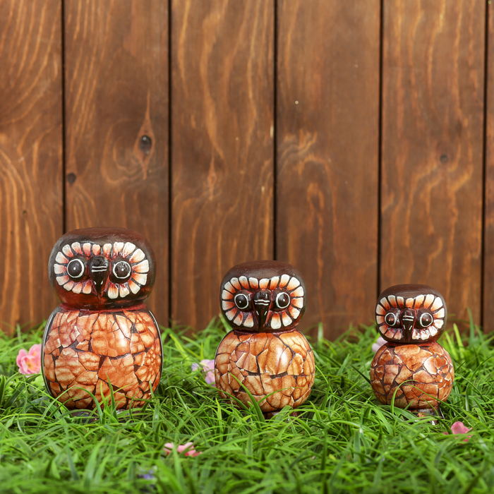 Набор сувенирный "Три совы лесные" (11,13,15) 21х8х15 см