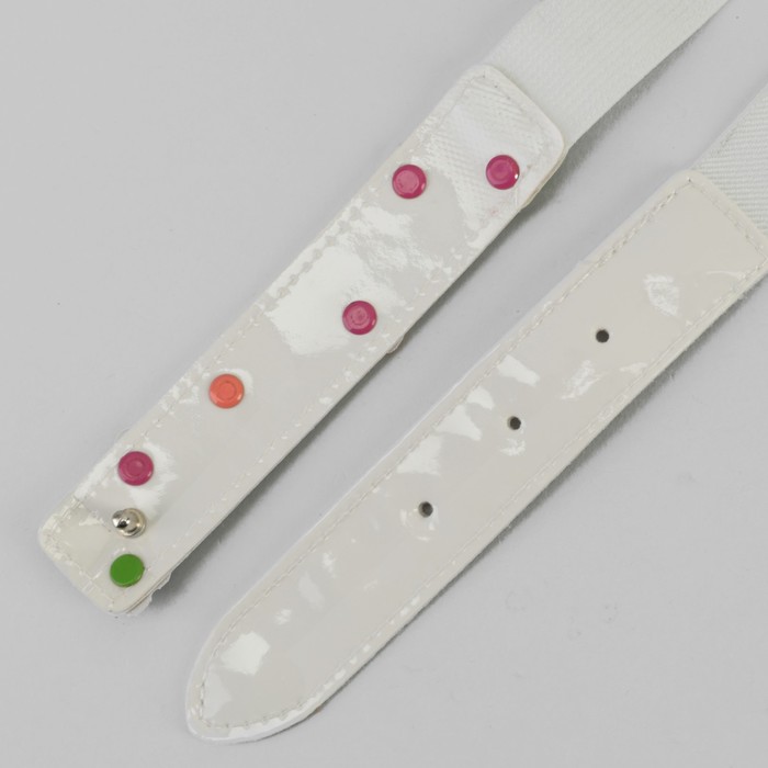 Ремень детский "Ромашки", резинка, пряжка металл, цвет белый