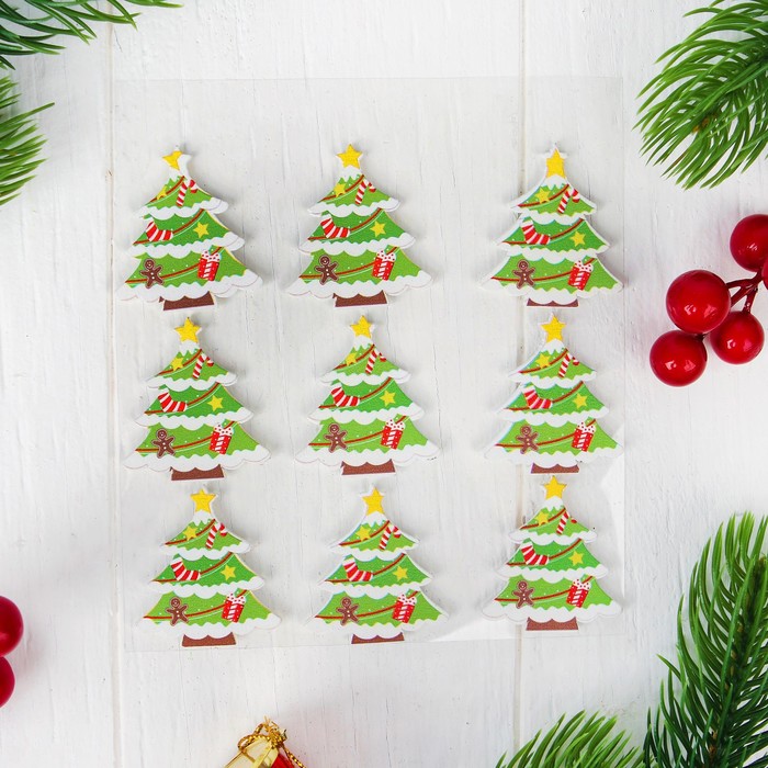 Новогодний декор на магните "Зимнее дерево", набор 9 шт.