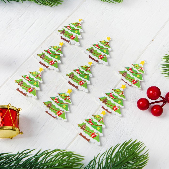 Новогодний декор на магните "Зимнее дерево", набор 9 шт.