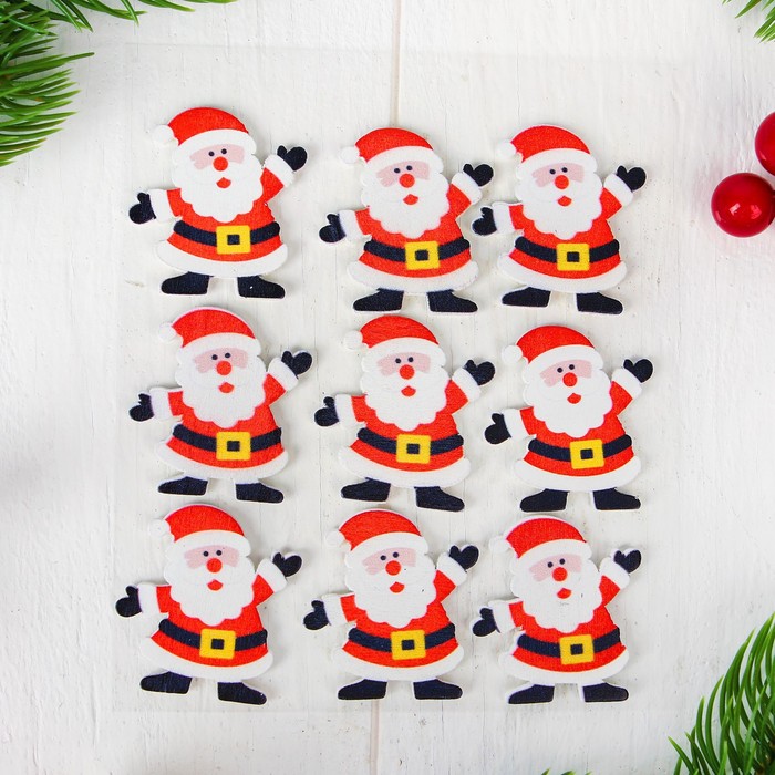 Новогодний декор на магните "Дед Мороз", набор 9 шт.