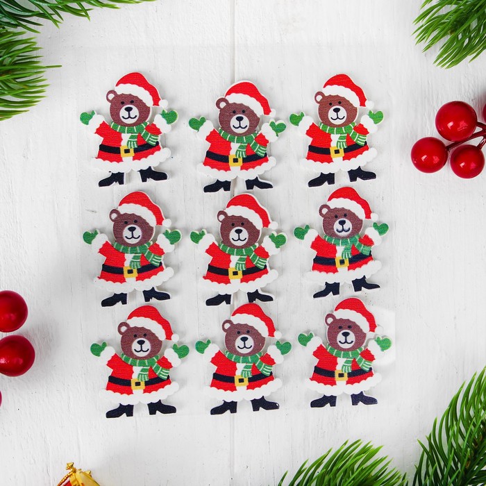 Новогодний декор на магните "Медвежонок", набор 9 шт.