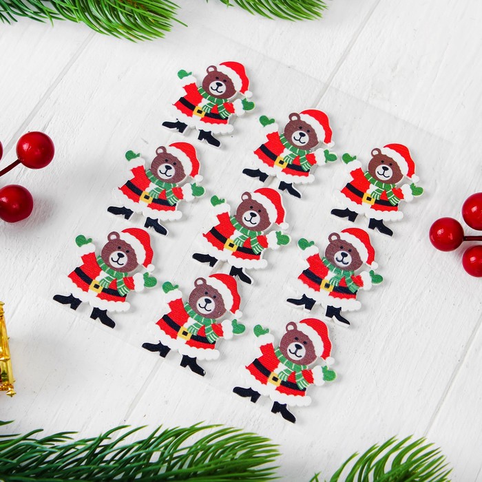 Новогодний декор на магните "Медвежонок", набор 9 шт.