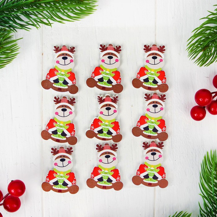 Новогодний декор на магните "Олень", набор 9 шт.