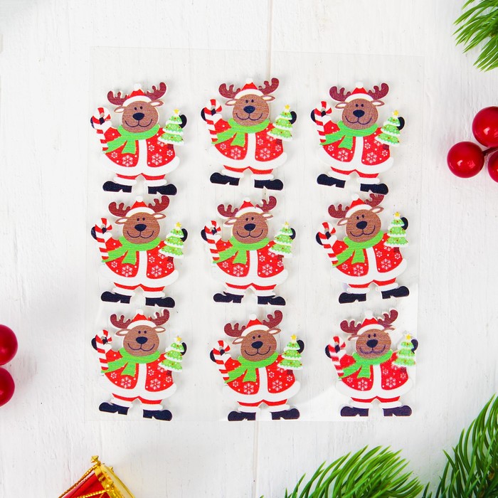 Новогодний декор на магните "Новогодний олень", набор 9 шт.