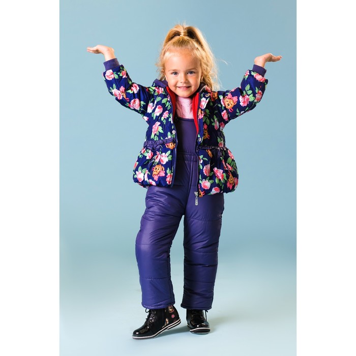 Комплект для девочки "Розы", рост 86-92 см, цвет синий/розовый