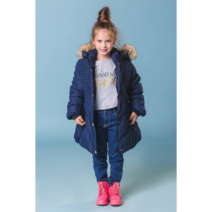 Куртка удлиненная для девочки "Леди", рост 128-134 см, цвет синий