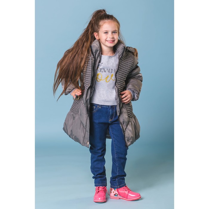 Куртка удлиненная для девочки "Леди", рост 116-122 см, цвет серый