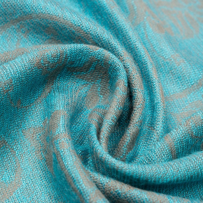 Палантин двусторонний "Винтаж" 7 22 19 307 1652 цвет бирюзовый/бежевый, р-р 75Х170